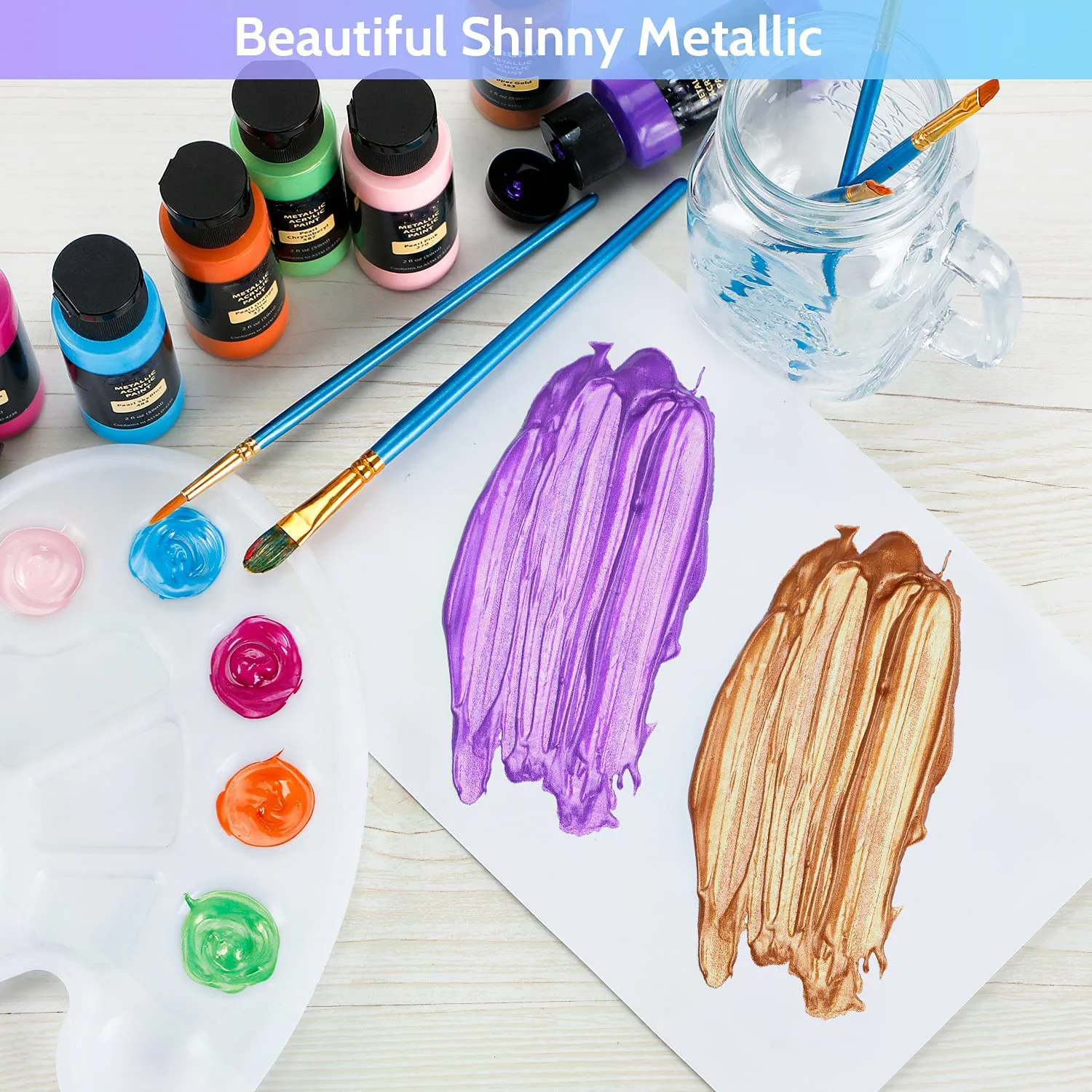 24 vivid metallic acrylic paint set colors professional paints acrylic for artist and student