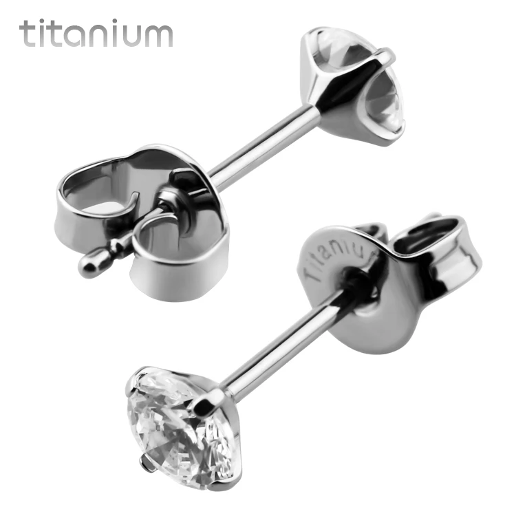 Серьги-гвоздики из титанового циркония с застежкой-бабочкой