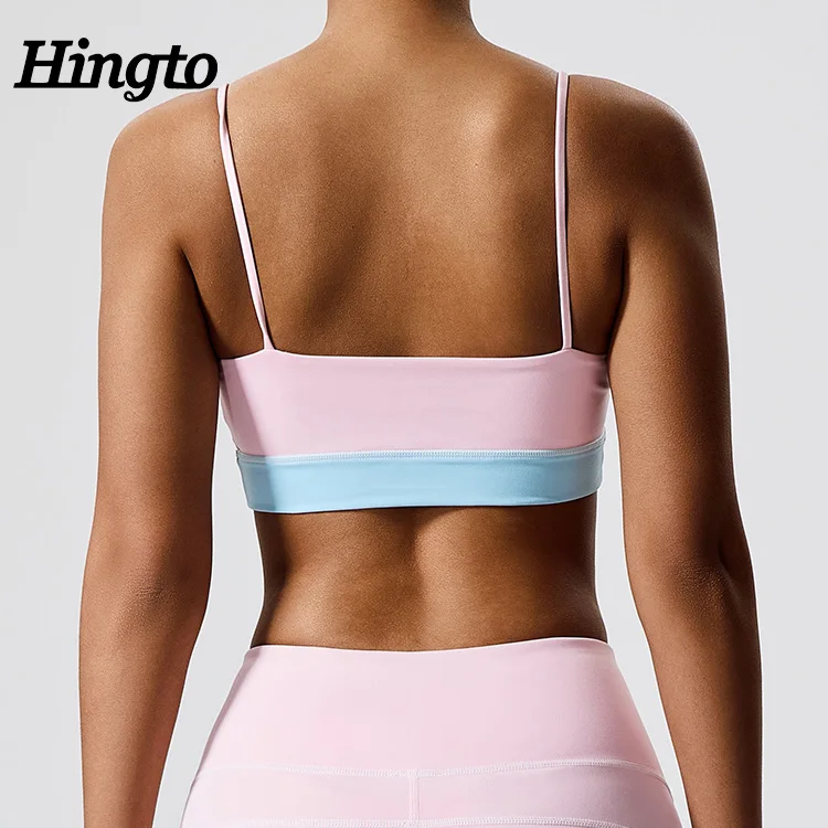 Active Fitness Yoga Bra Custom Logo Sports Bras Contrasting U-Neck Sports Bra For Women Buttery Soft Workout Tops