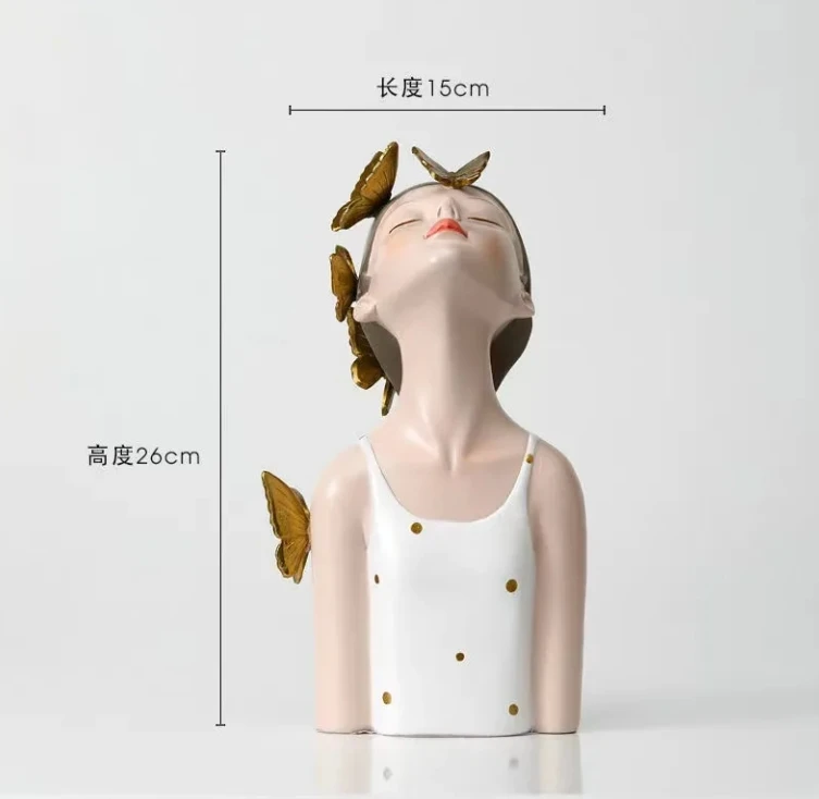 Home Living Room girl bust statue decor resin interior table statue accessories for the apartment