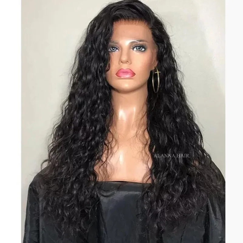 
New Arrival Top Quality Human Hair Water Wave Wigs 200% Density, Cambodian Virgin Water Wave Lace Front Wig For Black Women 