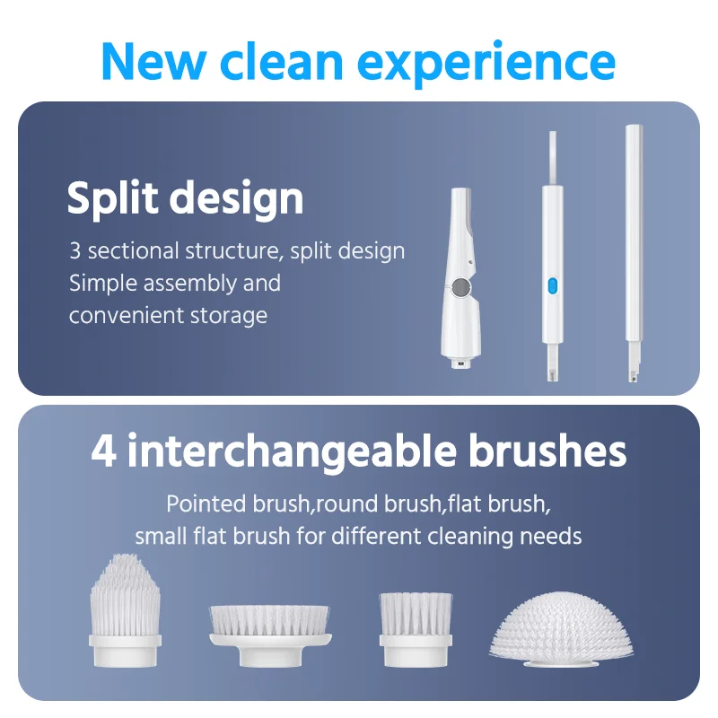 2023 new electric spin scrubber extendable handle adjustable angle  sweeper bathroom toilet kitchen  cordless power scrubber set