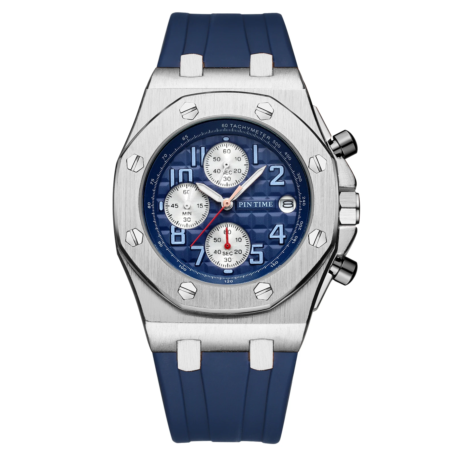 PINTIME 2022 New Leisure Men Silicone Band Quartz Wrist Watch Fashion Personality Calendar Watches Customized Logo