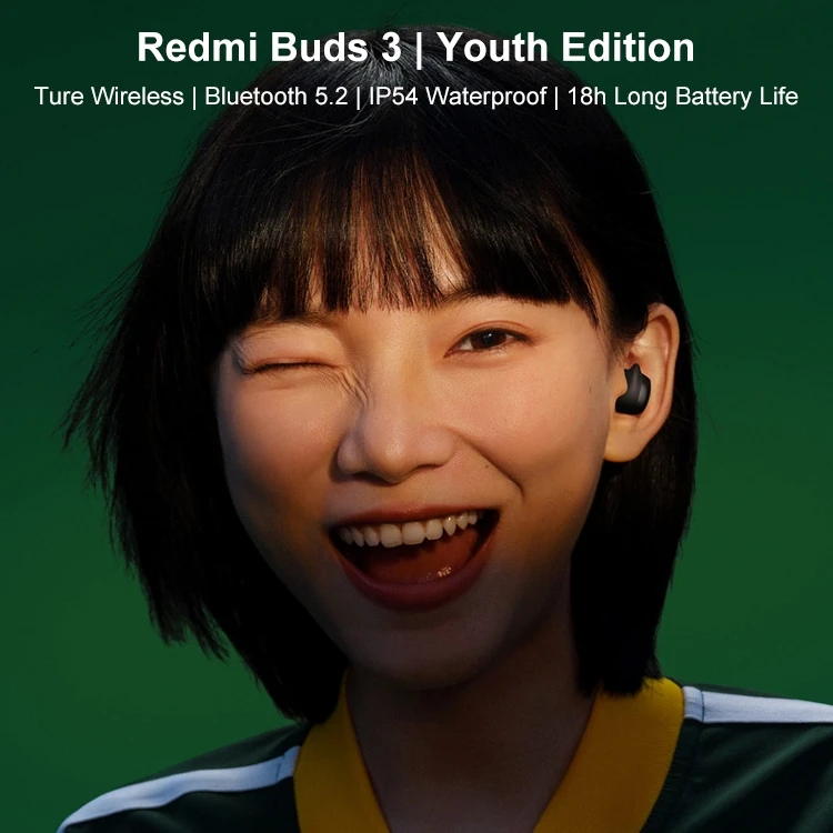 Беспроводные наушники-вкладыши Xiaomi Redmi Buds 3 Lite с шумоподавлением и зарядным футляром