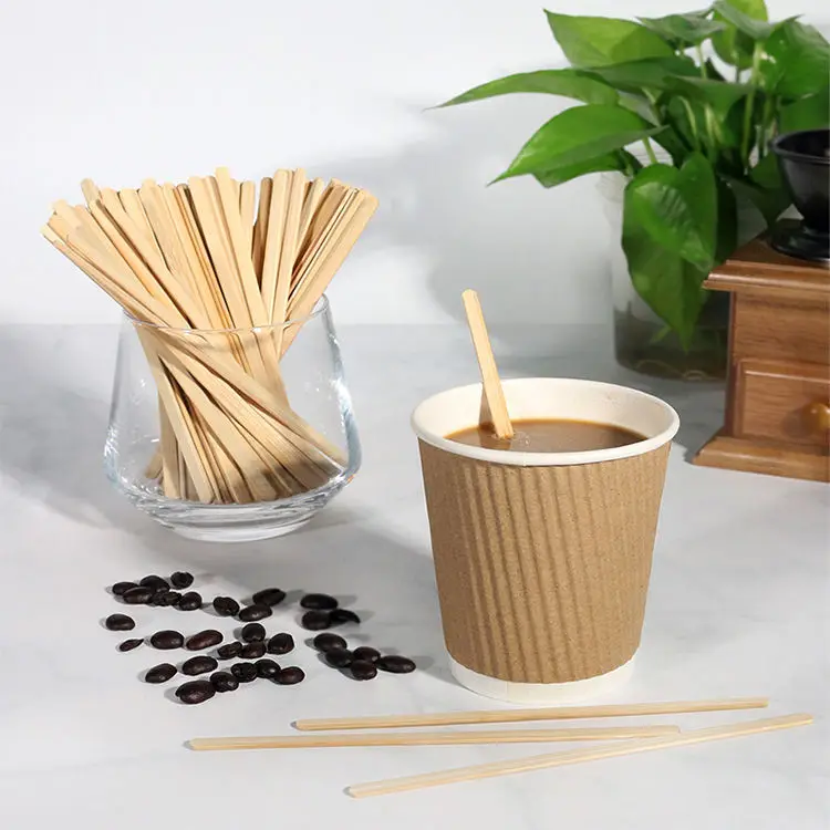 Hot Sale Bamboo Coffee Sticks,Disposable Wooden Tea Mixer drink Sticks Stirrers