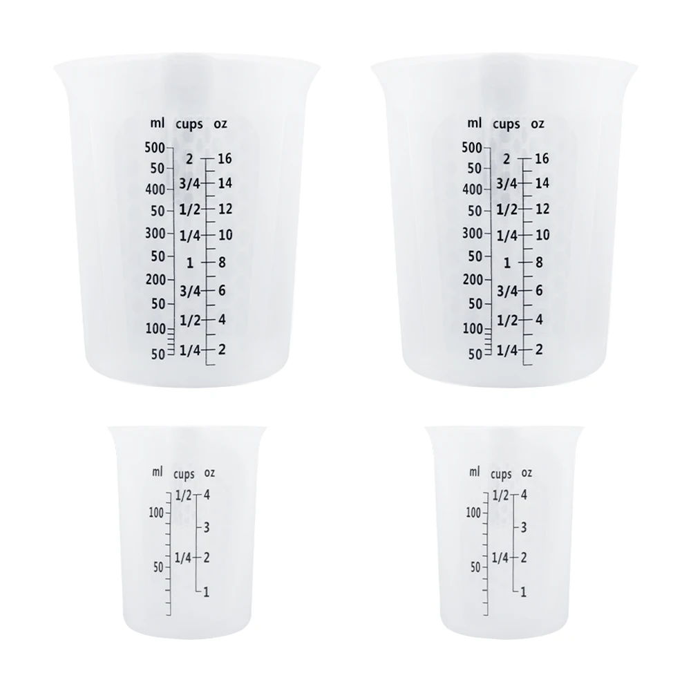 1000ml 500ml 250ml 120ml Silicone Food Measuring Cup Graduated Beaker Cooking Baking Kitchen Measuring Tools White Taza Medidora