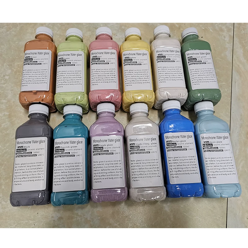 12 Colors Water Glaze of Clay Monochrome Pigment with Lead-free