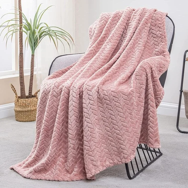 Super Soft Modern Solid Color winter blanket king size pink flannel throw blanket