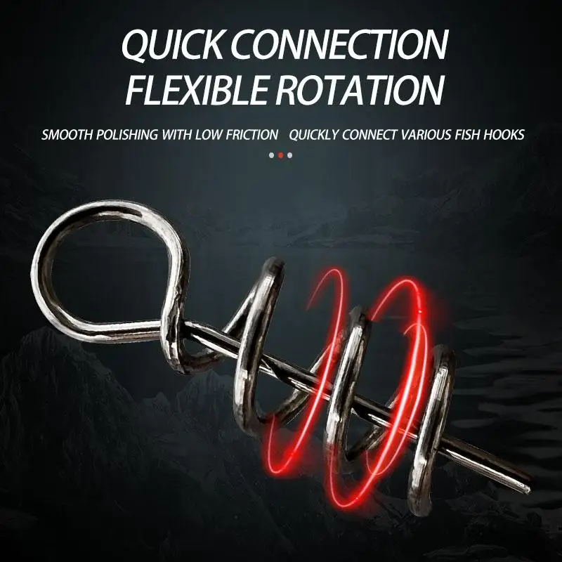 100pcs Stainless Steel Spring Lock Pin Needle Soft Lure Worm Crank Twist Lock Crank Hook Spring Lock Pin Needle