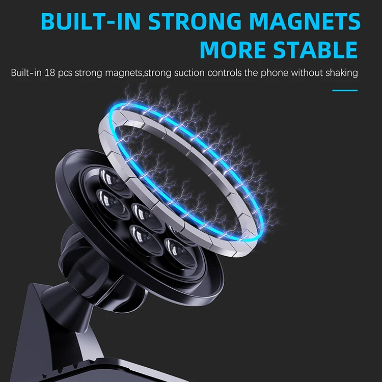 Shellbox bendable mounted strong stickness 360 rotating sucker attached magnetic car phone holder for car with retail package