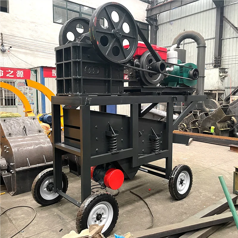 Mining Stone Gold Ore Crusher Primary Granite Limestone Concrete Gravel Rock Crushing Jaw Crusher with Vibrating Screen