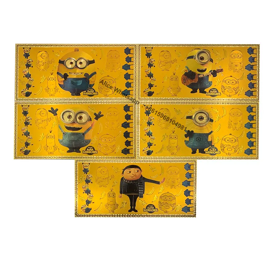 Cute Gold Cards Toys Minion Movie Characters Gold Banknote Toys Hobbies Christmas Birthday Gift collection