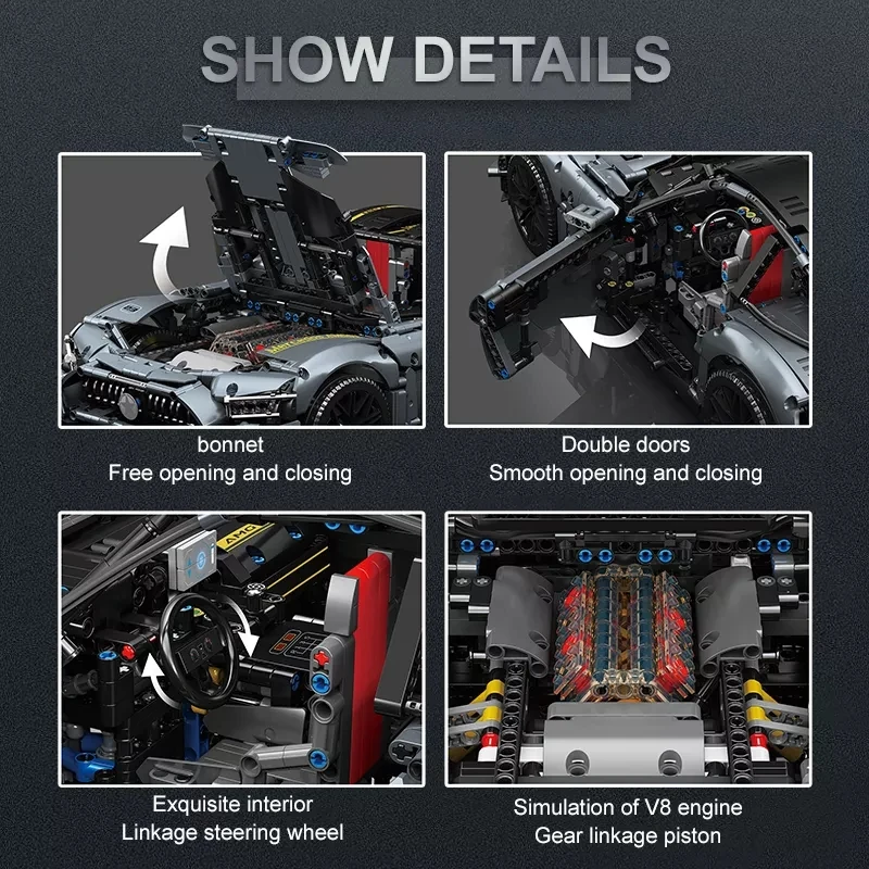 Форма KING 13123D технический спортивный автомобиль строительный Комплект для мальчика Радиоуправляемый моторизованный гоночный строительные блоки MOC кирпичи