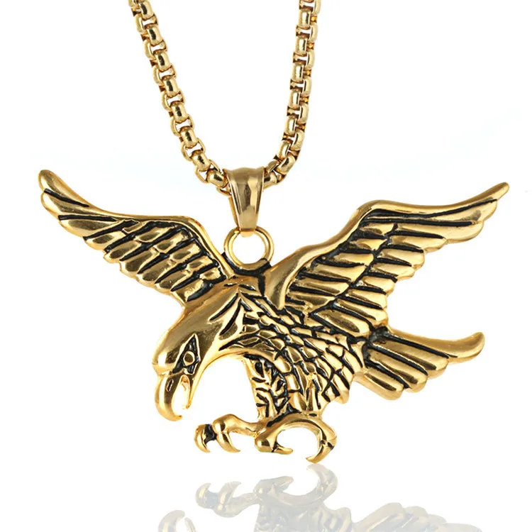 Wholesale Stainless Steel Necklaces Pendant Eagle Wings Designer Necklace Gold Plated Fashion Necklace Jewelry For Men