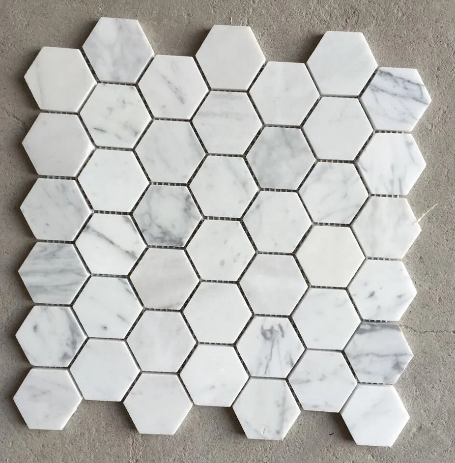 Белая мраморная Шестигранная Мозаика Bianco из каррарского мрамора домашнее украшение шестигранная мозаичная плитка
