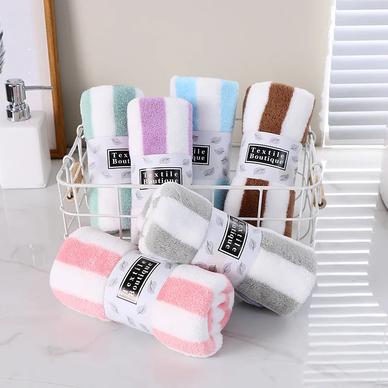 Amity Cheap Striped Coral Fleece Bathroom Bath Towels Set Microfiber Towel For Towel Gift Set