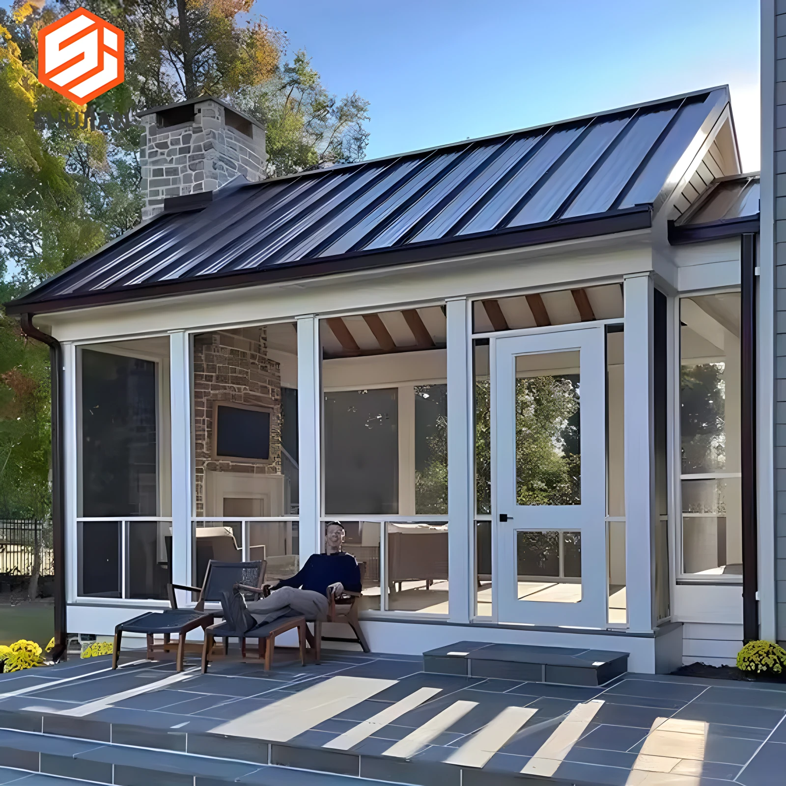 FREE SAMPLE 4 Season Garden Glass House Foldable Sunrooms Super Wide Enclosure Sliding Retractable Aluminum Green House Roof