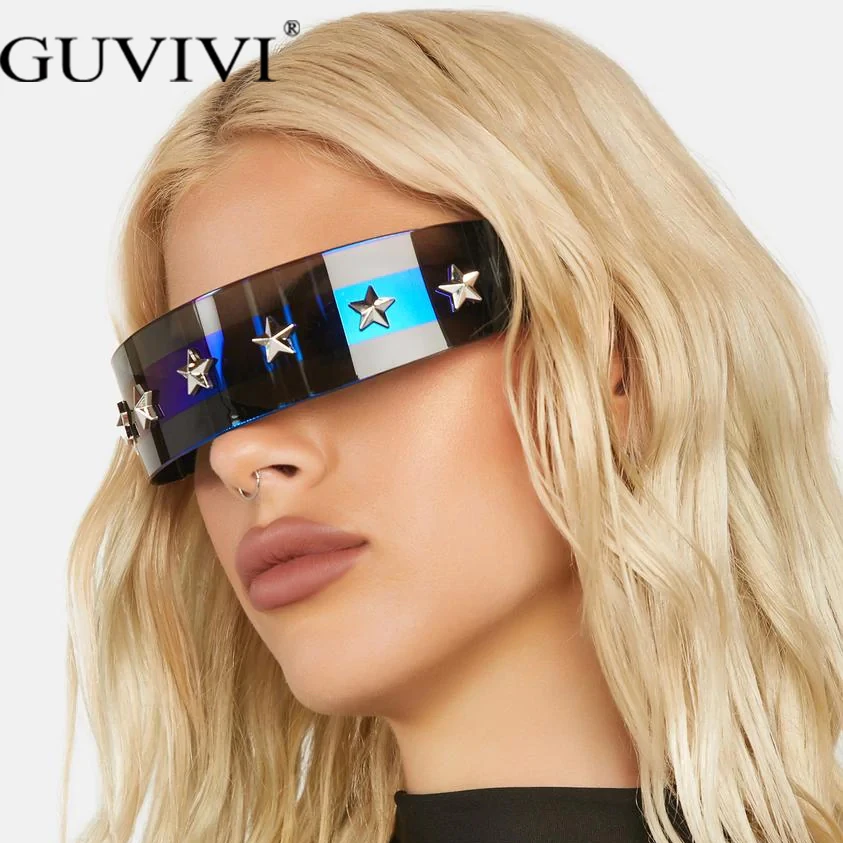 Hot Sale 2022 Fashion Wrap Around Sun Glasses Star Shaped Designer Brand Women Men One Piece Sunglasses