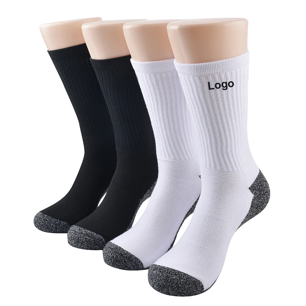 High Quality Custom Logo Outdoor Sport White Socks Men Black Letter Running Custom Basketball Socks
