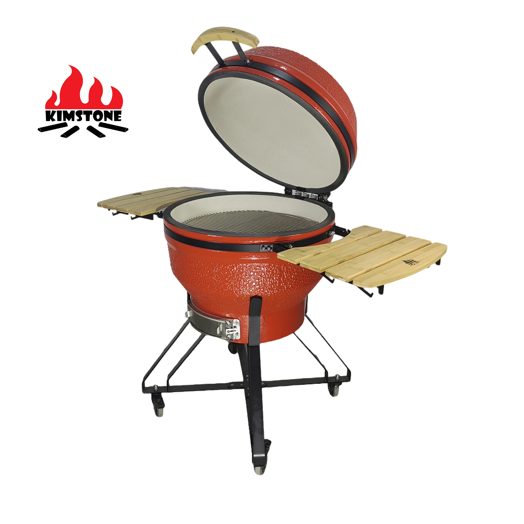 KIMSTONE 2023 New Design XL XXL 26 Inch Charcoal Ceramic Kamado grill with damping hinge system and full-opening bottom vent