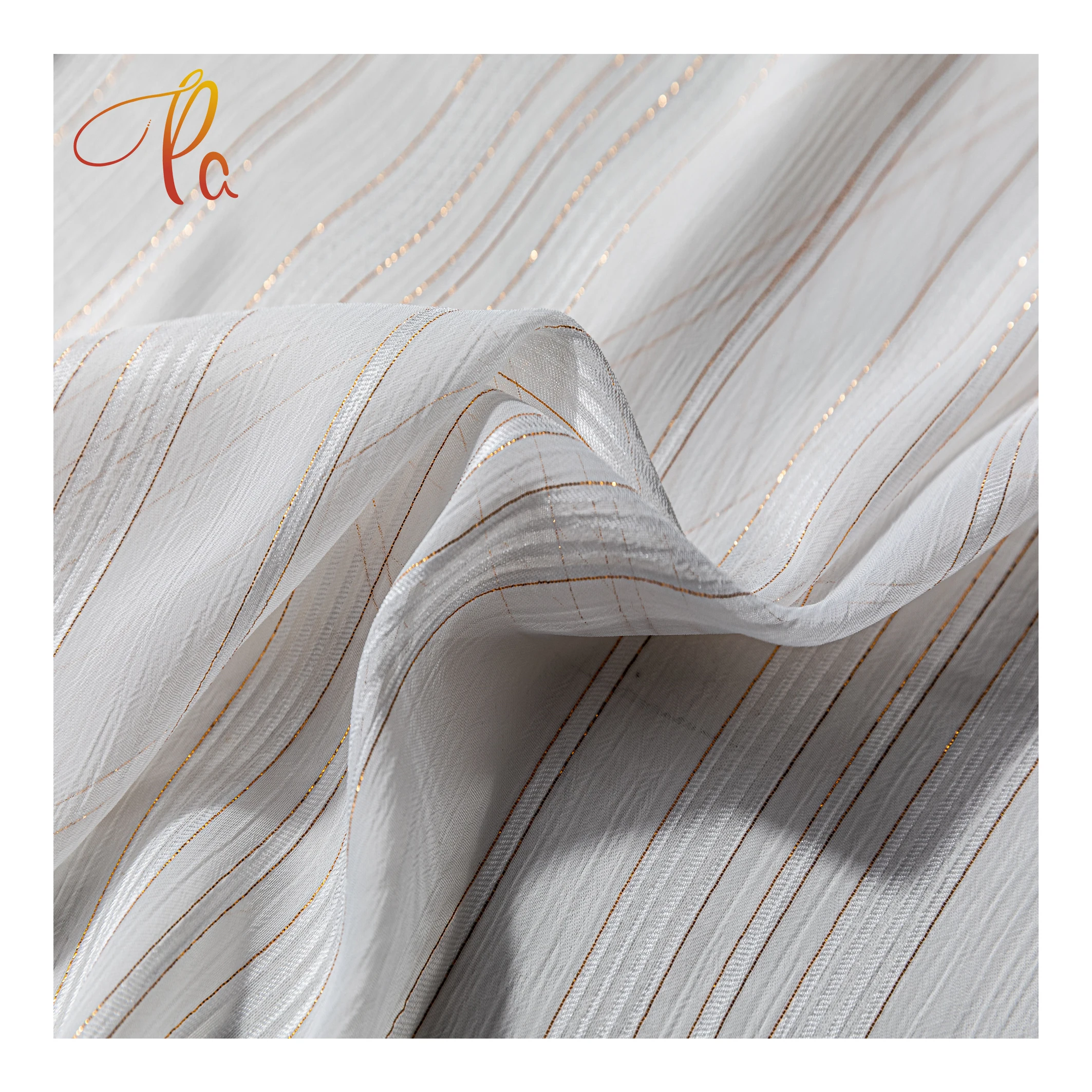 2022 Fashion Metal Yarn Cut Crepe Fabric Textile 100% Polyester Silk Lurex Chiffon Fabric For Women Clothing (1600209734165)