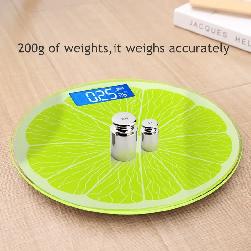 household cartoon glass lemon pattern electronic180kg 360lb body personal bathroom scale