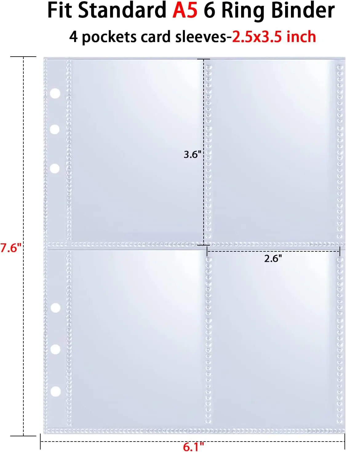 Wholesale PP 6 Rings 4 Pockets 6 Wire Thickness Card Holder A5 Transparent Kpop Card Sleeve Photo Abum Collection Photo Sleeves