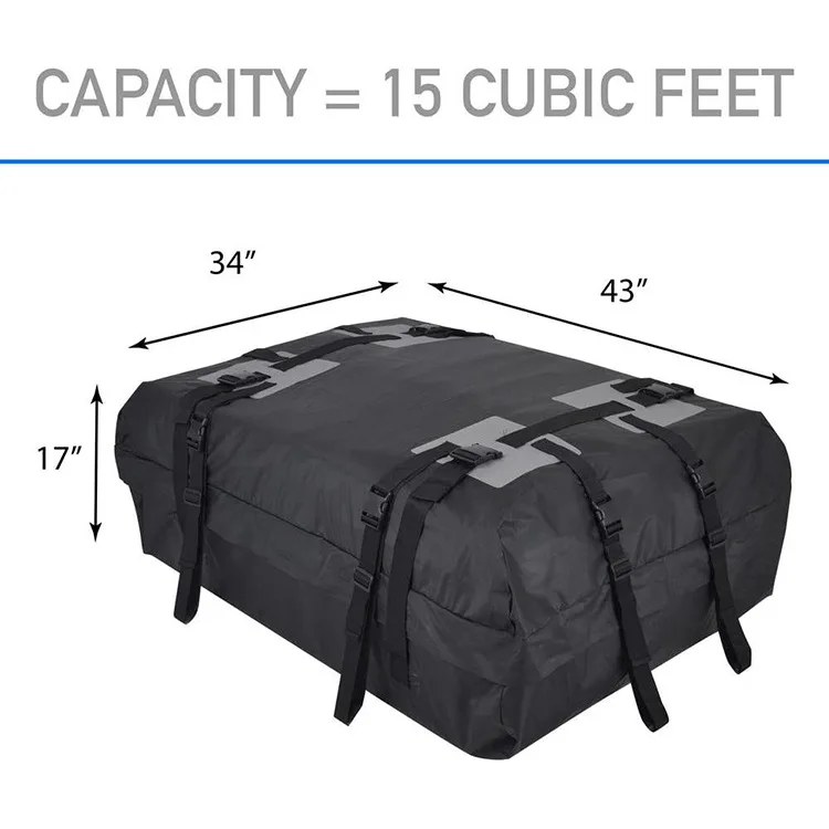 Car Roof Bag Cargo 15 Cubic Waterproof for All Cars Luggage Carrier Bag for Travel PVC Rooftop Foldable Leakproof