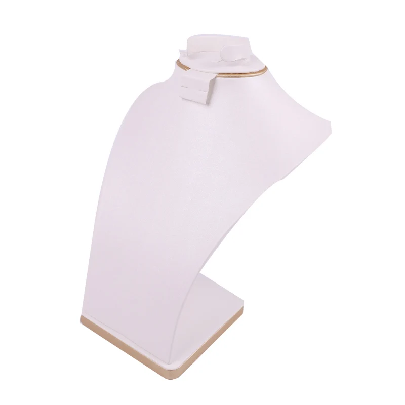 high quality wooden frame cover PU leather big size necklace ring earring bangle jewelry bust showcase stand