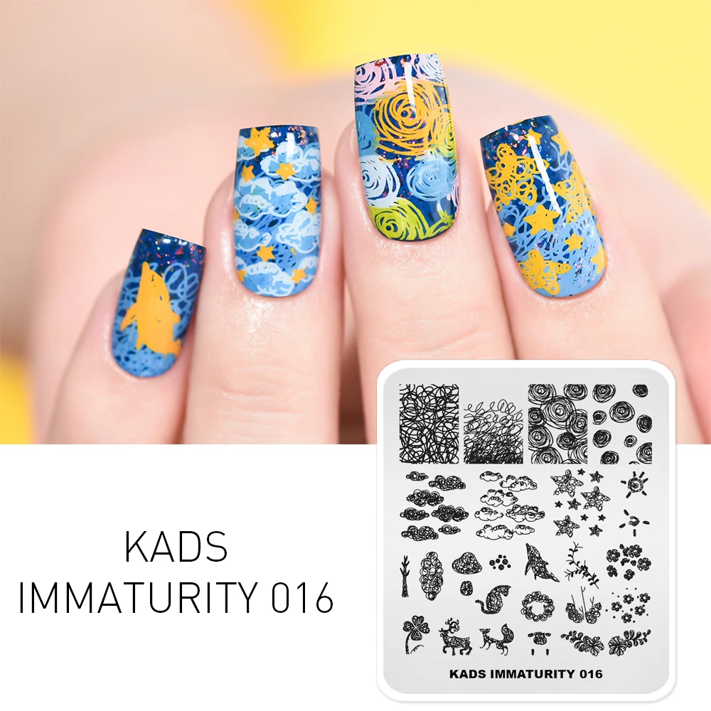 KADS Nail Stamping Templates Sun Moon Stars Pattern Design Stainless Steel Nail Stamping Plate