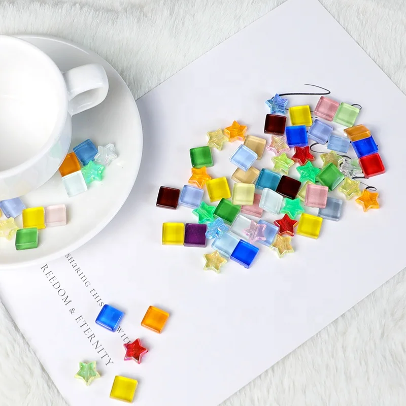 DIY Mosaic Crystal Glass Tile With Star Acrylic Insert Hobby Craft Tile, Creative Mosaic Craft Tile For Educational Toy