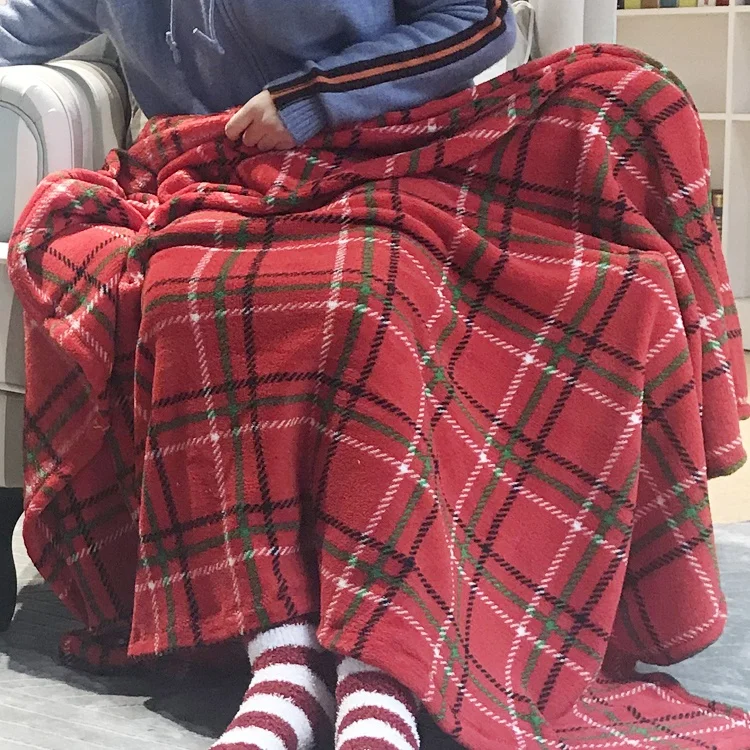Tv Plush Blanket Throw Warm Blankets Wholesaler Cozy Christmas for Winter Printed Coral Fleece 100% Polyester American Style