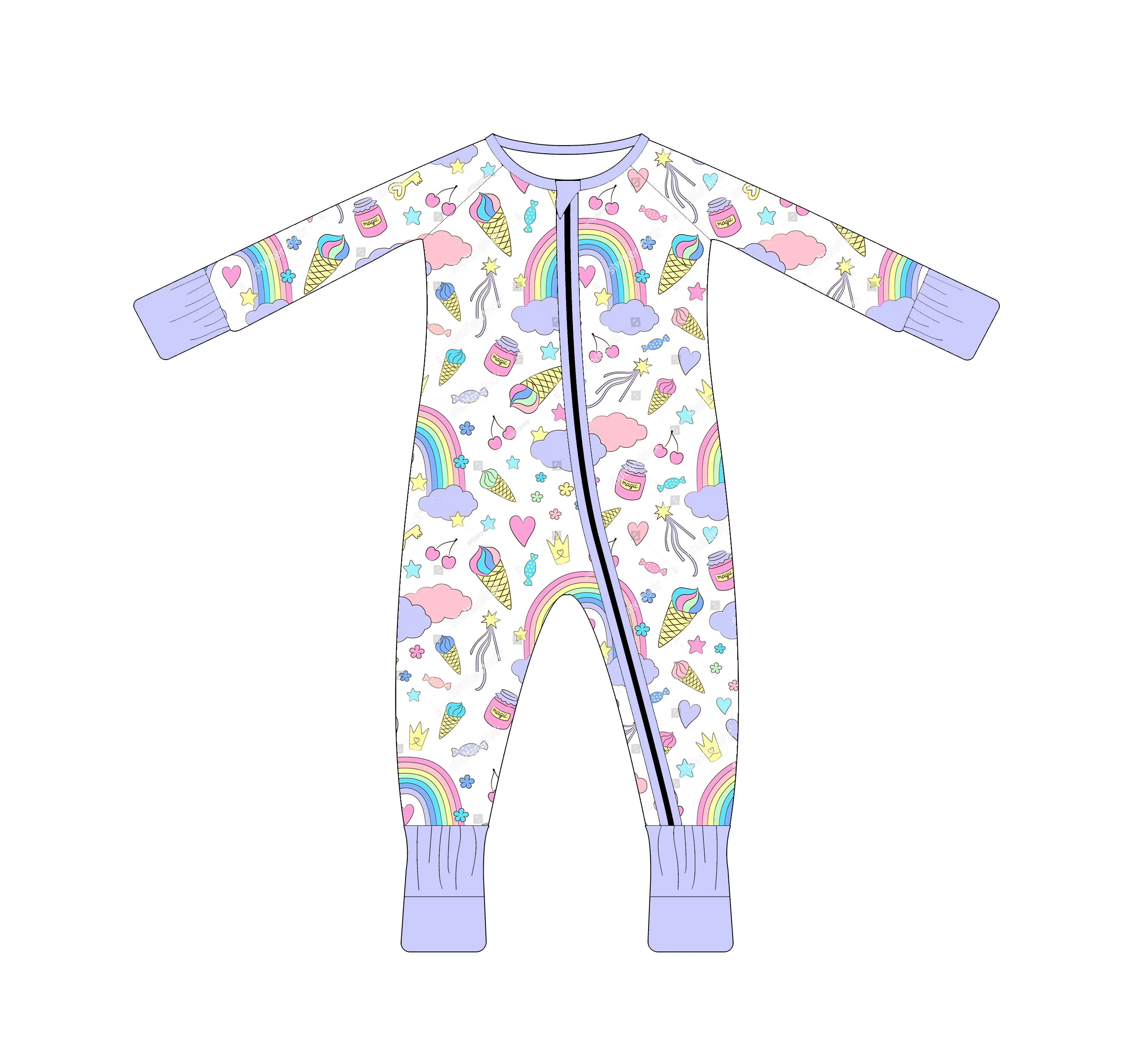 Bamboo Baby Clothes Custom Tag Baby Zipper Romper with Two Zipper Comfortable Soft Custom Urban Style Pajamas Baby Pajamas