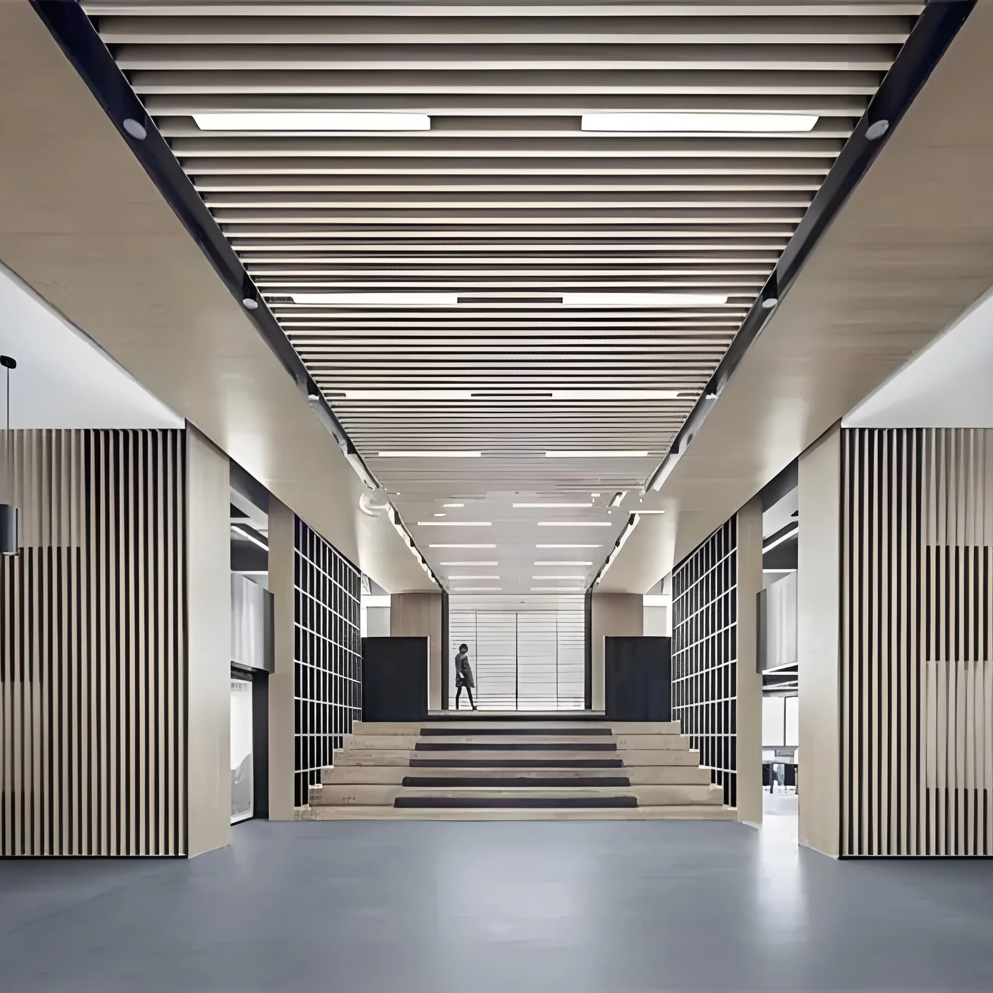 Modern Design Style Aluminum Drop Ceiling Tiles Stretch Baffle Ceiling with Strip Shape