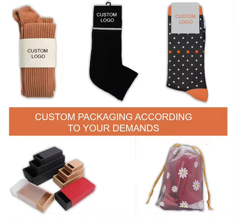 Socks embroidery custom logo cotton designer funny striped crew custom socks for men