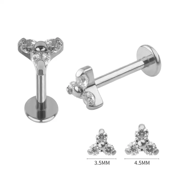 Head Labret Lip Ring ASTM F136 G23 Titanium Internal Thread Helix Rook Piercing Earrings