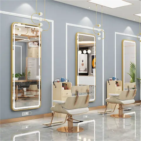 oval bathroom mirrors led large  full body mirror with gold led Framed Glass beauty on sale salon large mirrors with led light