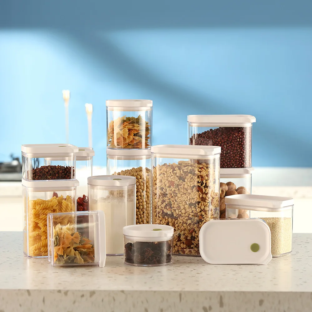 GREENSIDE Kitchen Dry Food Storage Containers Sets Plastic Food Storage Box With Airtight Lid