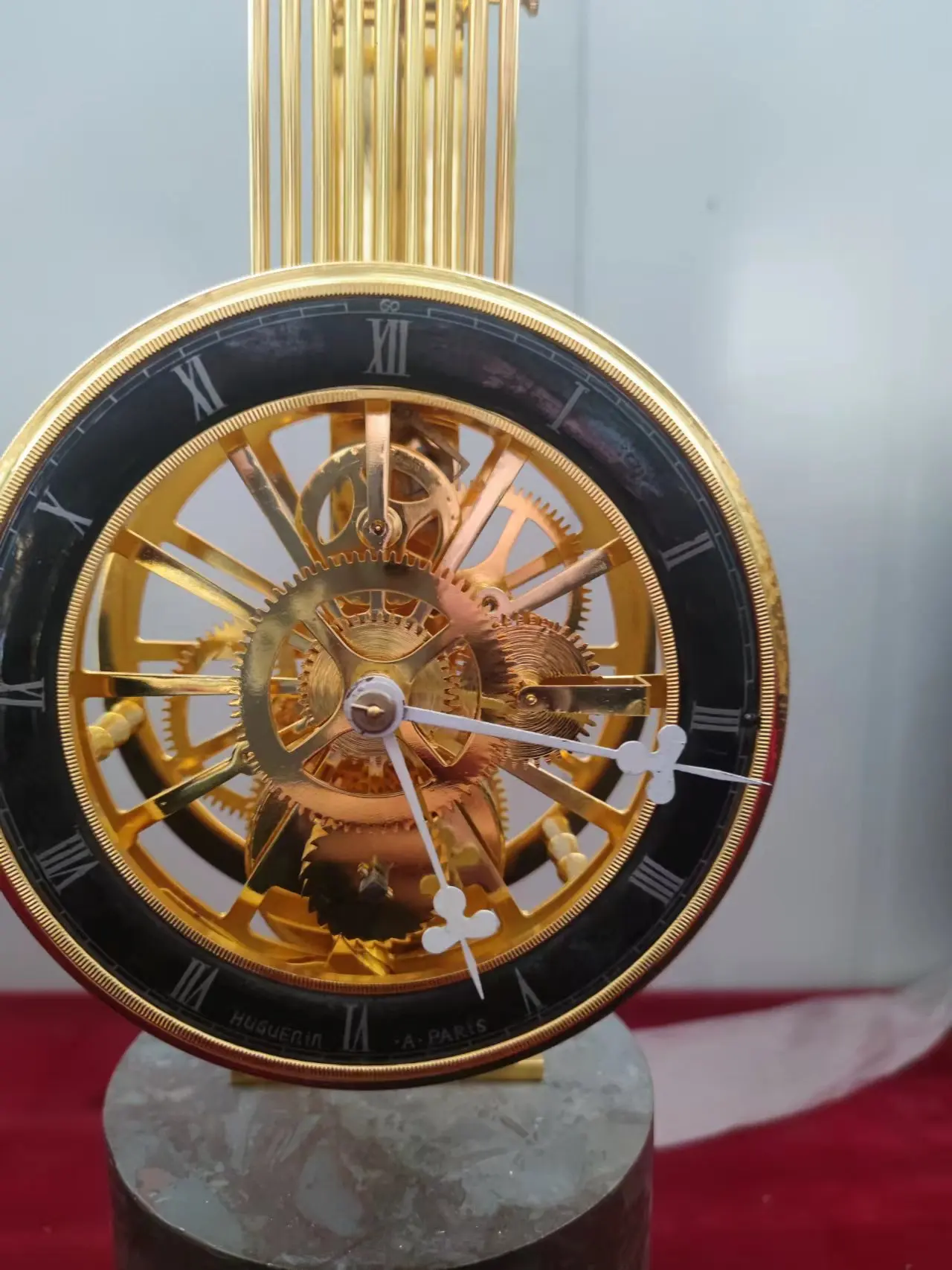 19th French Large Vintage Solid Brass Lg Mechanical Movement Pendulum Desk Watch Clock for Home Decoration