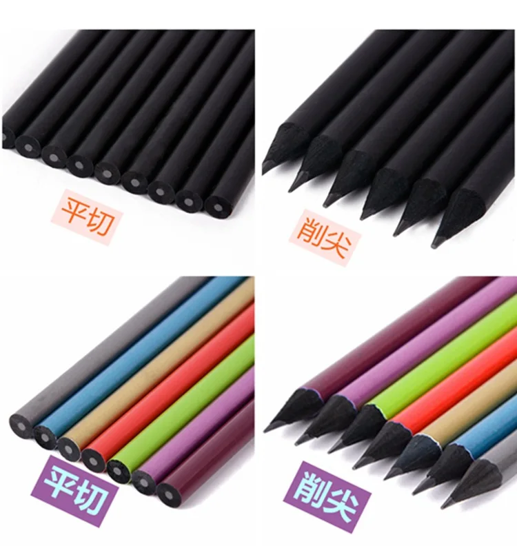 High quality black wood pencil with eraser head HB/2B writing pencil