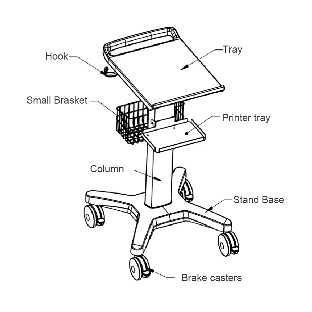Sinohero Cart Laptop Medical Cart Mobile Monitoring Equipment Emergency Oxygen Medical Trolley Cart