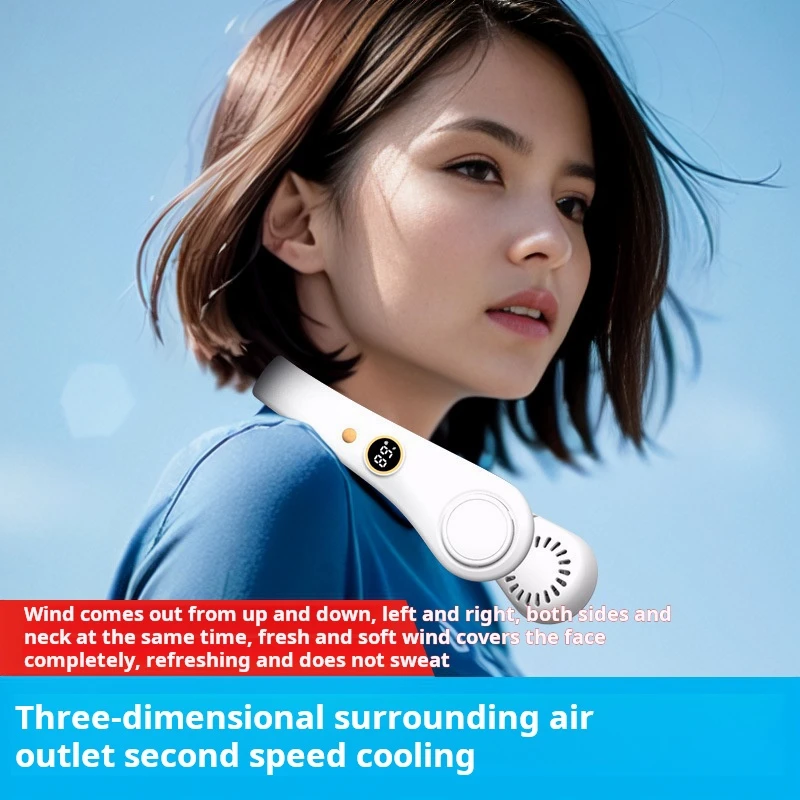 hot-sale Wearable Sports Fan usb Neck Fan Hands Free Fanfashion Hand-free Mini Portable Folding usb Rechargeable hanging cooling