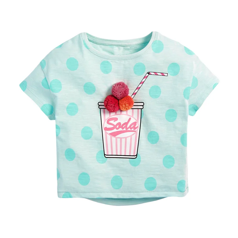 Dot print girls Tops  2T-7 years old 100%cotton short sleeve kids girls T-shirt