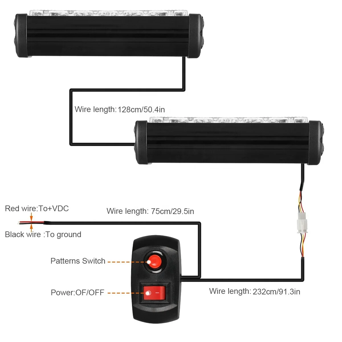 LED Warning Strobe Lights 6 LED Car Emergency Surface Mount Hazard Safety Flashing Light Bar For Truck Car Vehicles Trailer
