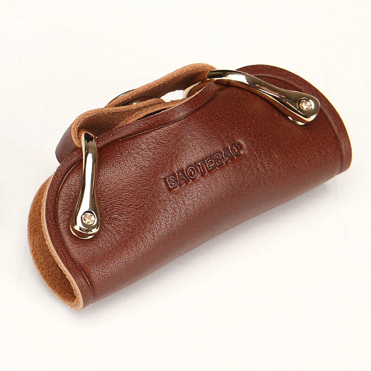 1 PC Portable Leather Housekeeper Holders Key Case Holder Bag Unisex Wallet Cover Simple Solid Color