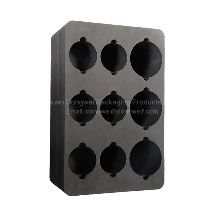 Eva Sponge High Density Die Cut Customized Black Box  Protective Insert Glass Bottle Cutter Hot Foam Packaging