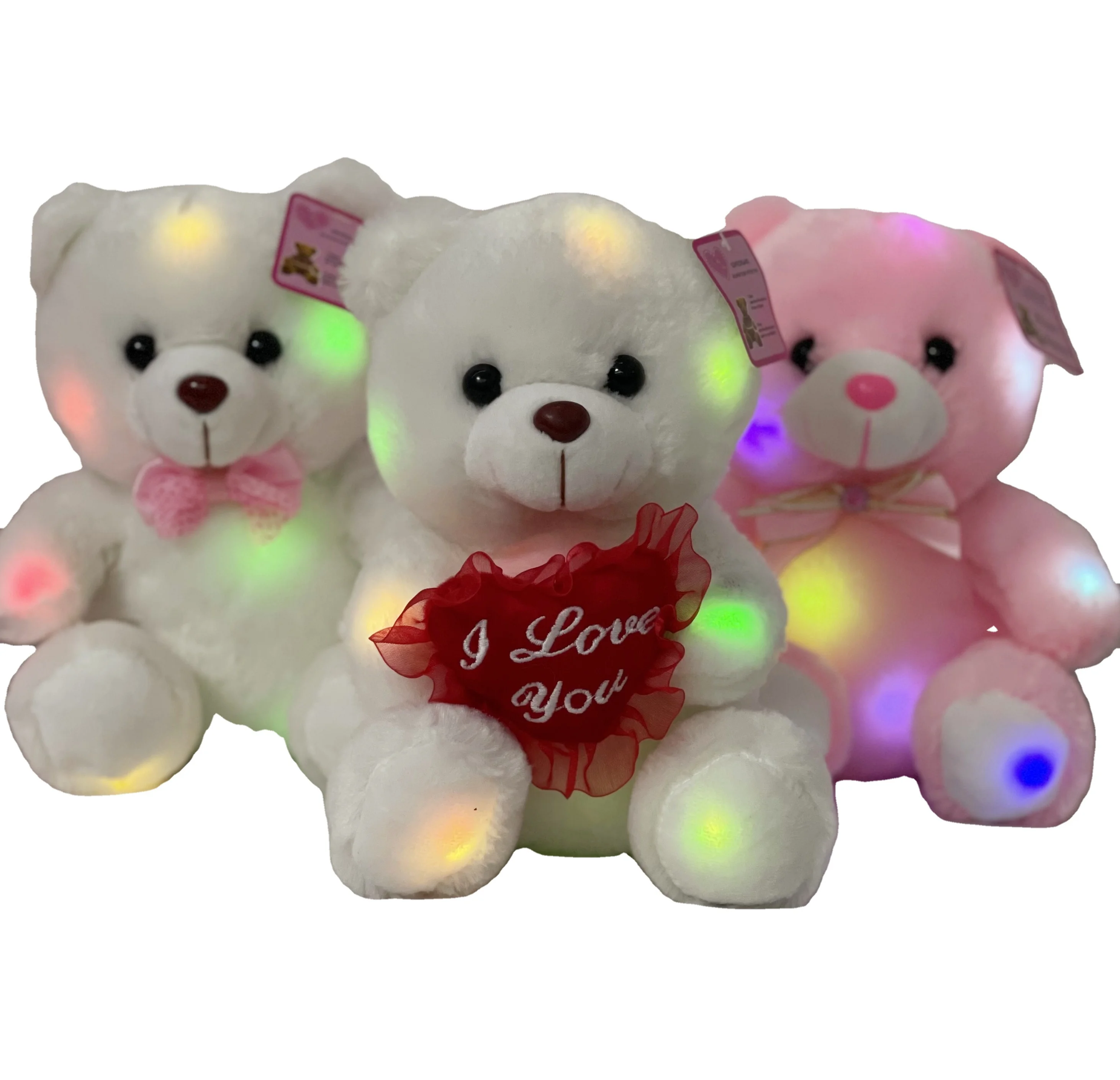 Super Soft Sitting Bear Plush Toys Light up LED Teddy Red Birthday Heart for Girls Unisex Valentines Teddy Bears Wholesale /