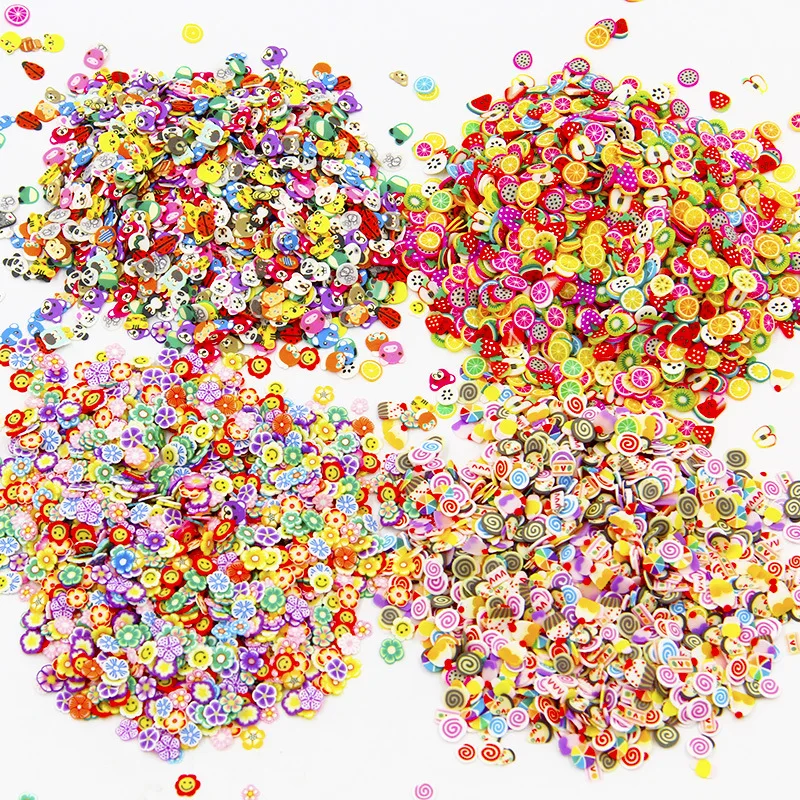 1 Kilogram Per Bag Popular Miniature Polymer Clay Multiple Fruits Slices Sprinkles for Slime Filling and Kids Craft