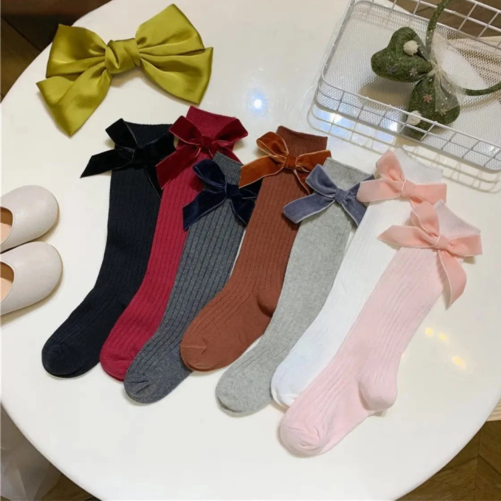 Knee High Bows Princess Fuzzy Baby Socks Manufacturer For Baby Girls Kids Leg Warmer Socks Logo Customize Happy Sock