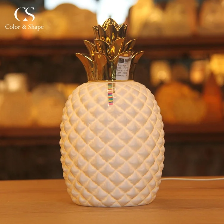 Creative Ceramic Night Lamp Home Illumination LED Pineapple Fruit Shape Night Light